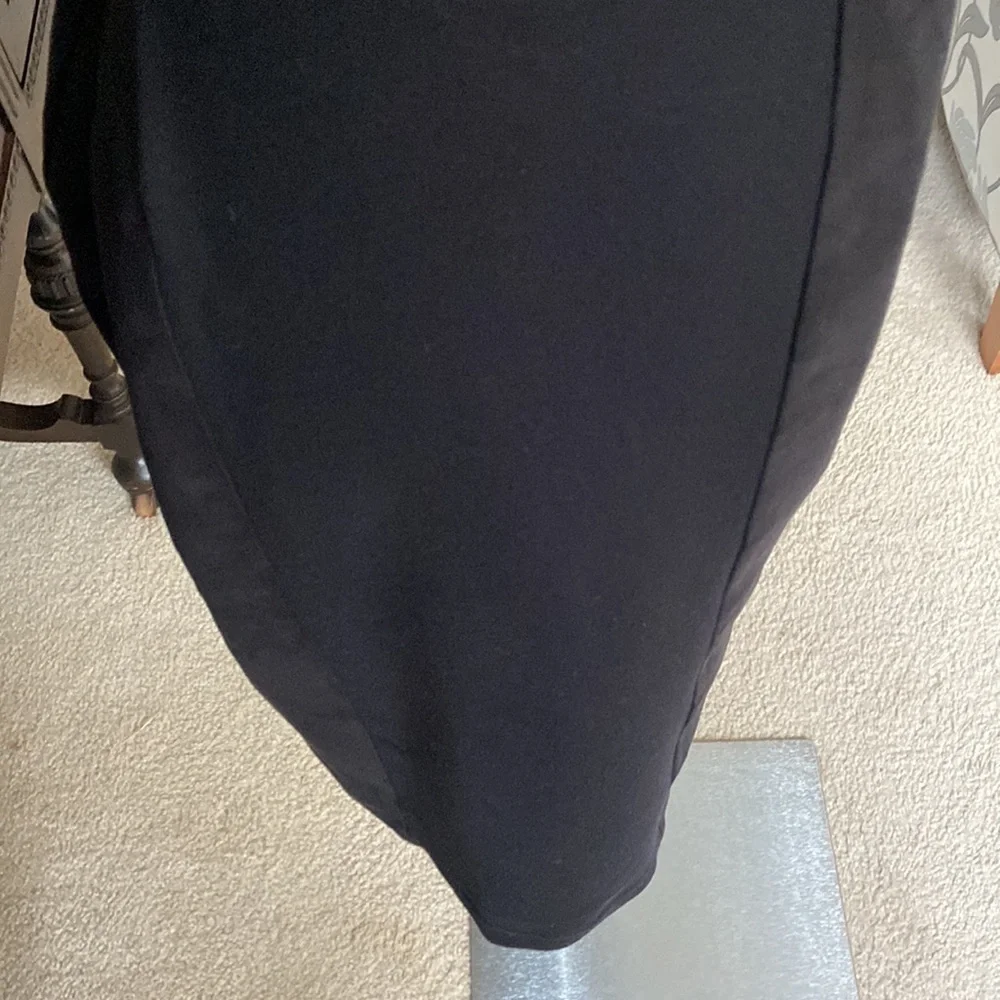 Black Faux Suede Paneled Liz Claiborne Career Pencil Skirt